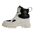White Padded Mid Calf Lace Up Boots Shoes