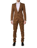 Brown Floral Jacquard SICILIA 2 Piece Suit