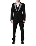 Black MARTINI Crystal Embellished 3 Pc Suit