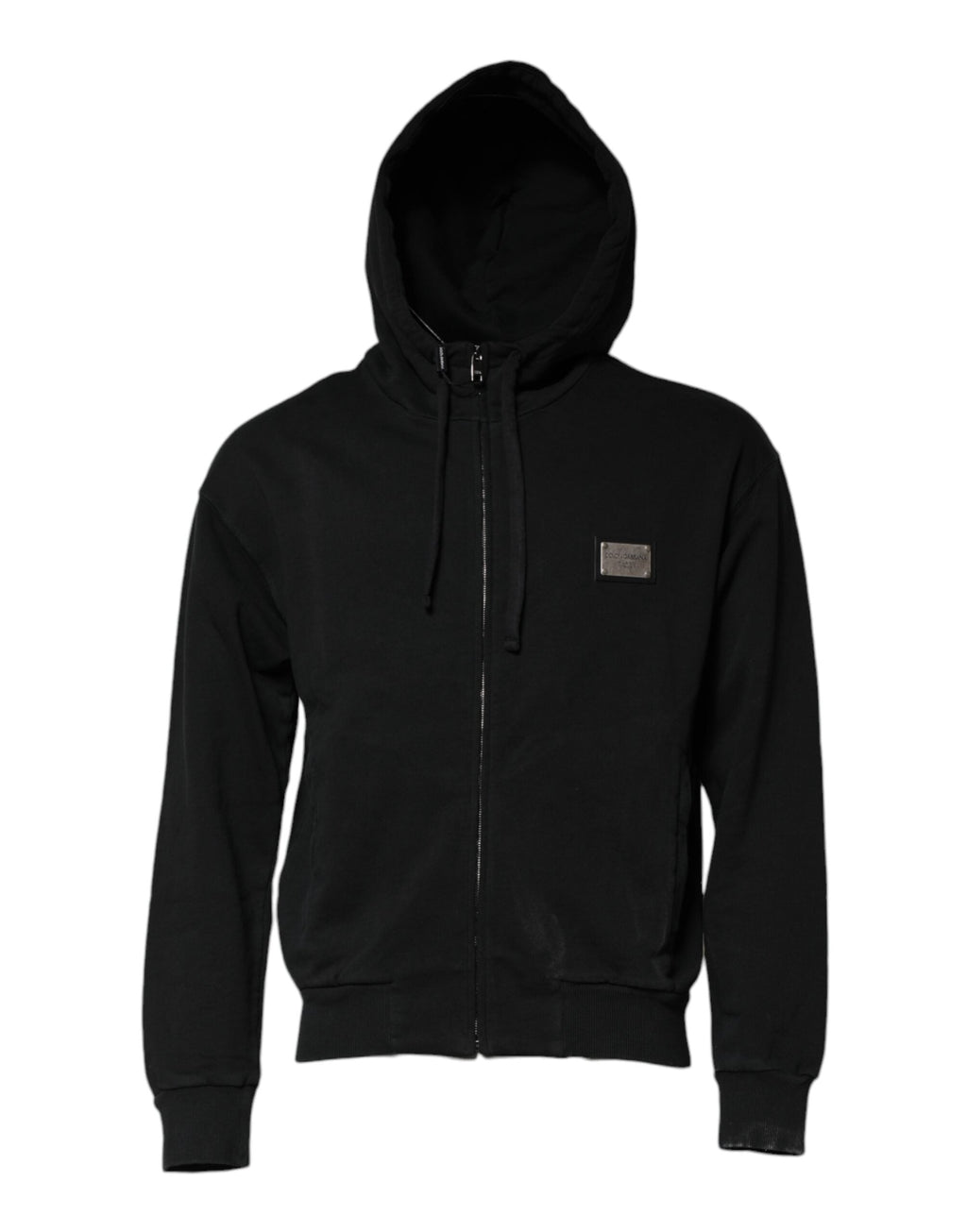 Dolce & Gabbana Black Logo Full Zip Hooded Men Sweatshirt Sweater