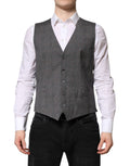 Gray Plaid Wool Formal Dress Waistcoat Vest