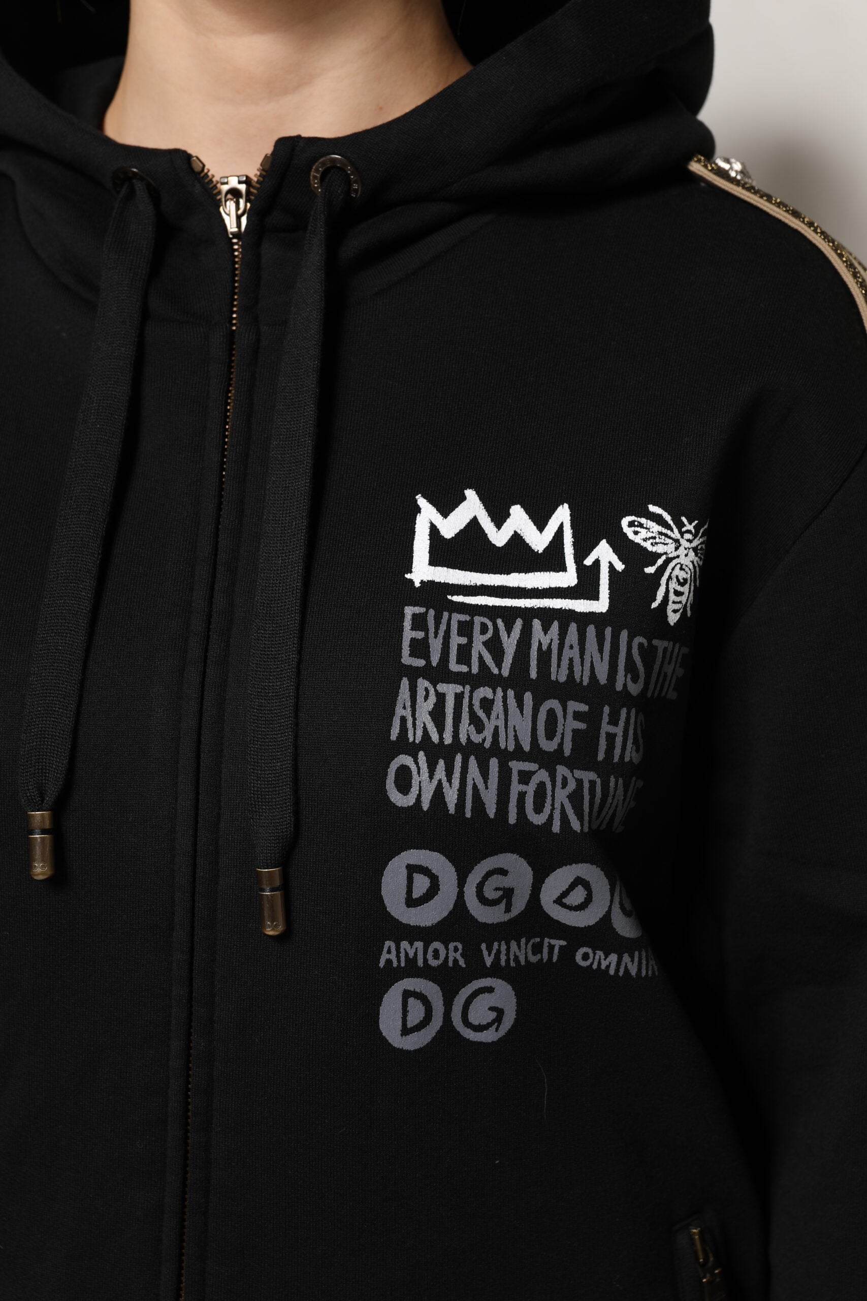 Black Logo Hooded Full Zip Sweatshirt Jacket