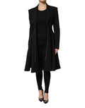 Black Polyester Single Breasted Trench Coat Jacket
