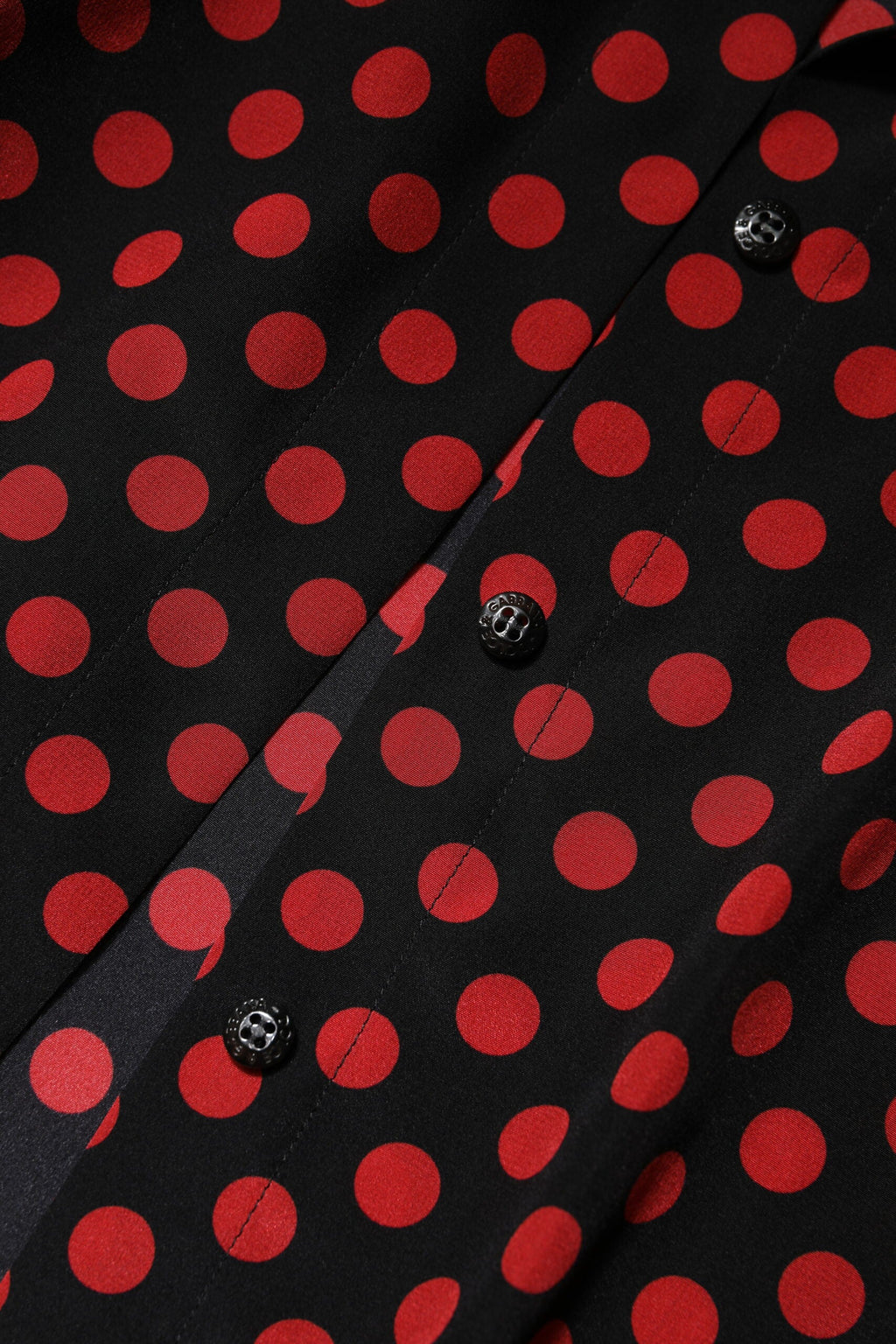 Dolce & Gabbana Black Red Polka Dot Silk Long Sleeves Top