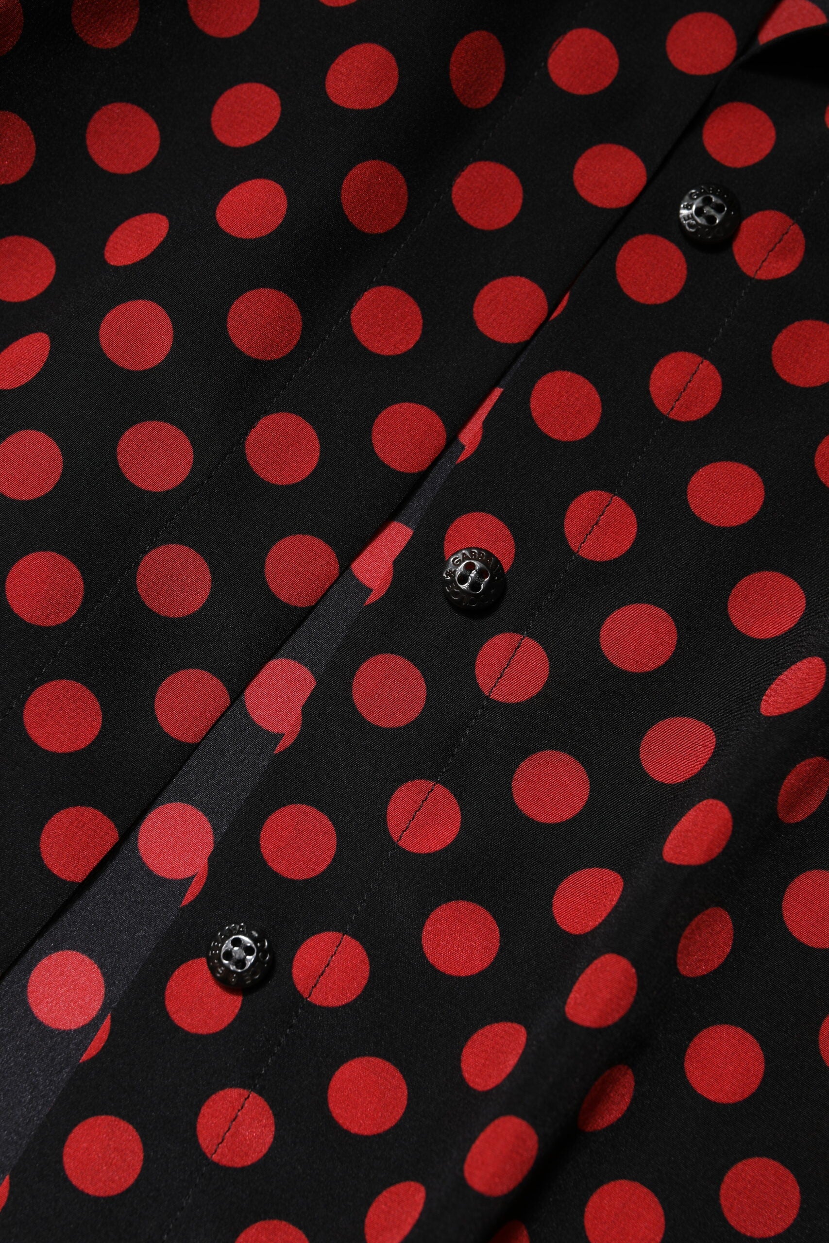Dolce & Gabbana Black Red Polka Dot Silk Long Sleeves Top
