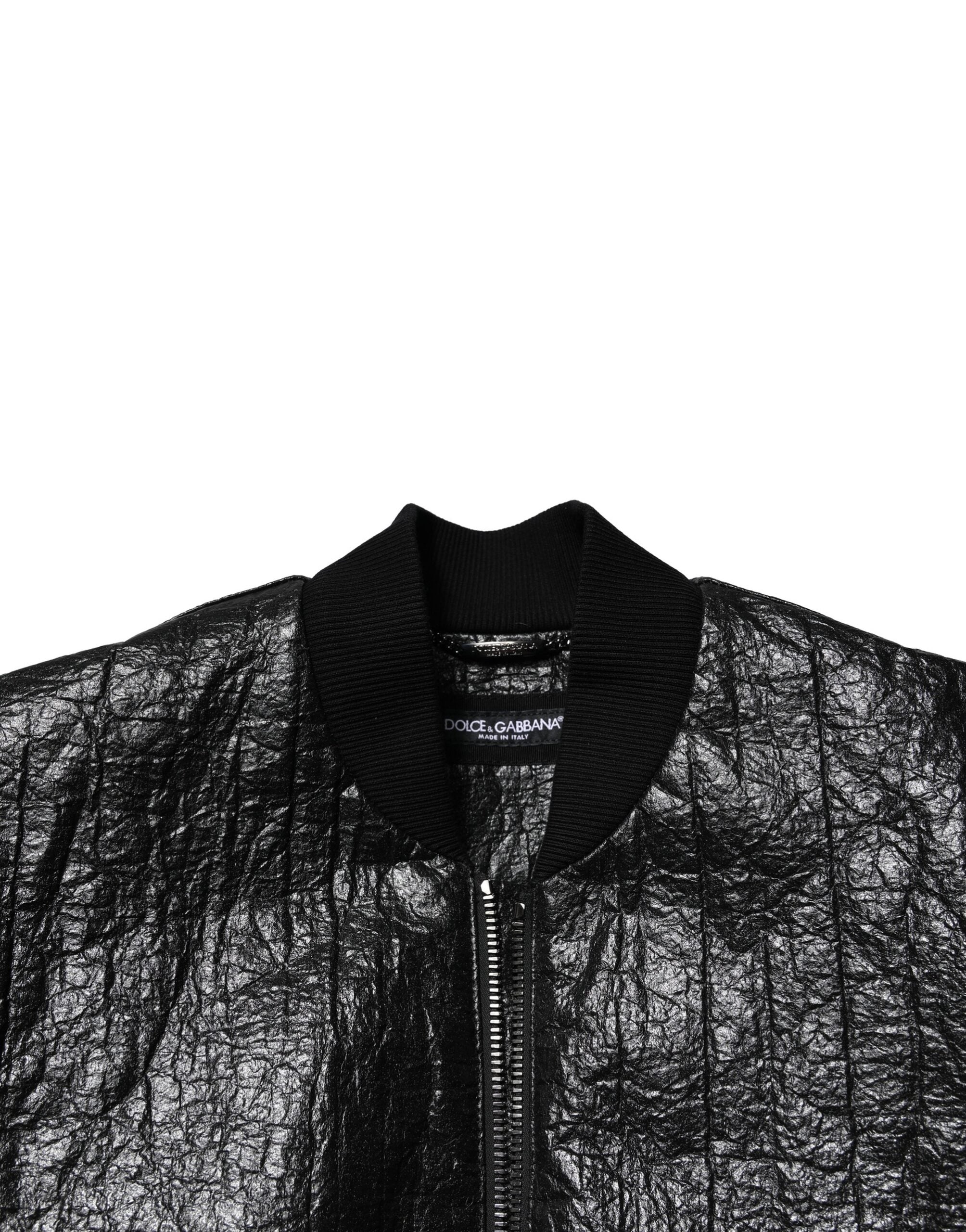 Black Logo Plaque Bomber Full Zipper Jacket