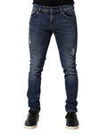 Blue Washed Skinny Cotton Denim Jeans