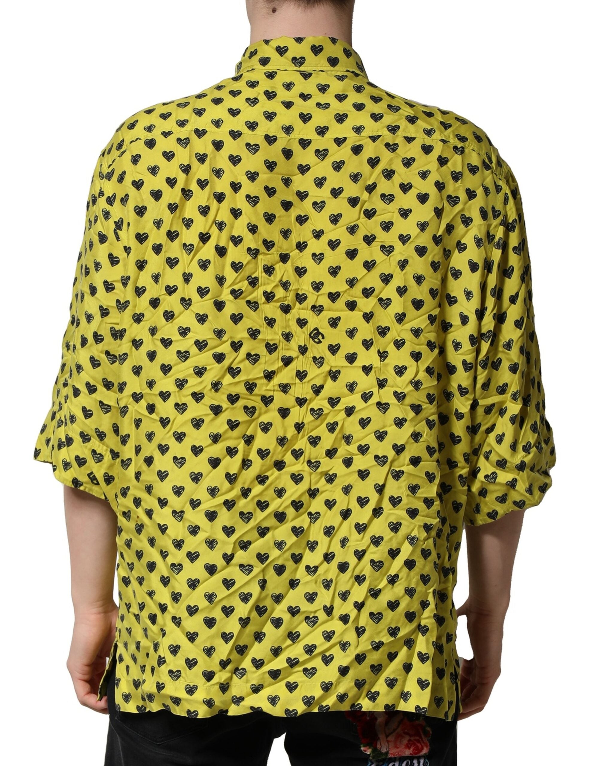 Yellow Heart Short Sleeves Men Casual Shirt
