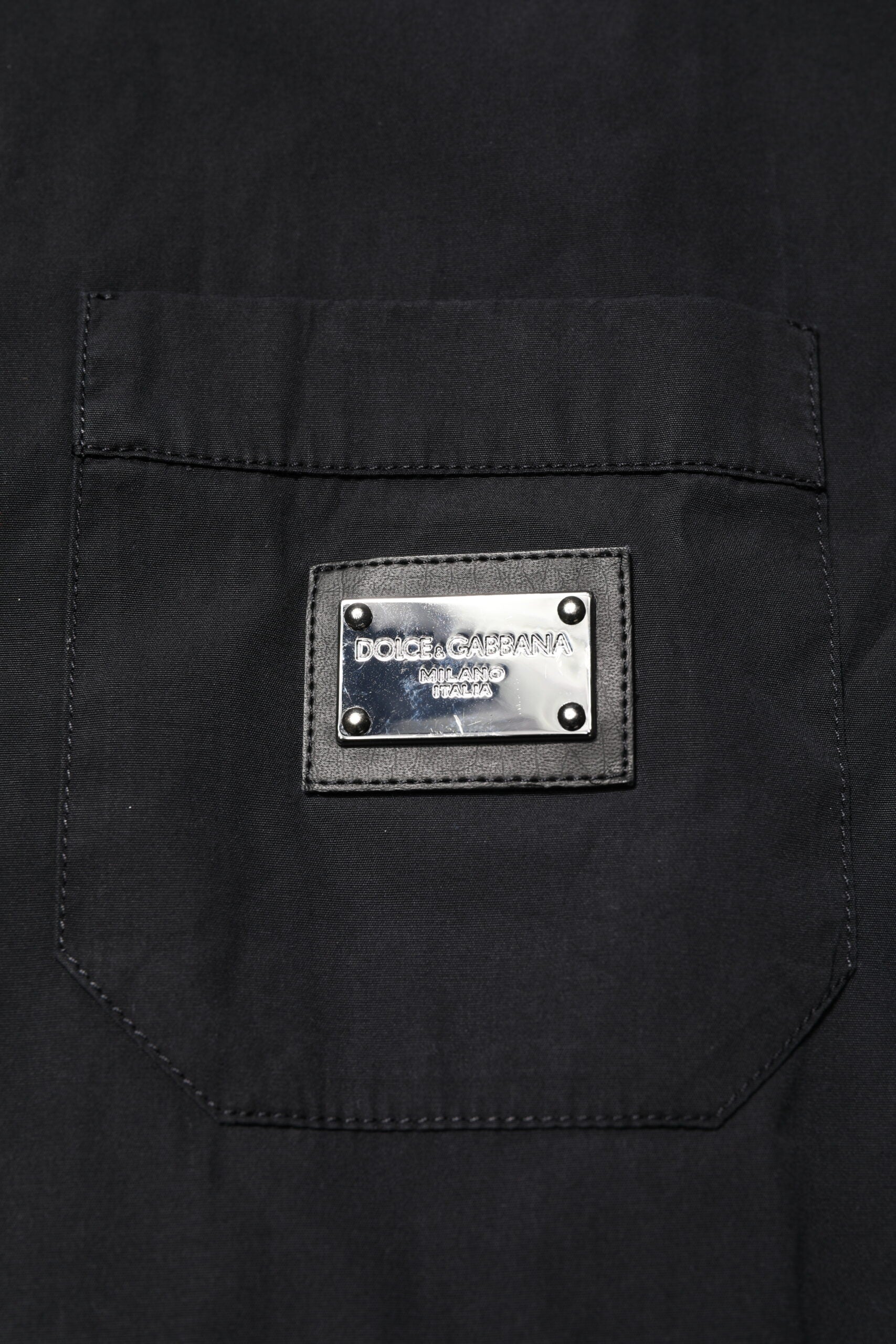 Black Cotton Short Sleeve Buttoned Casual Shirt