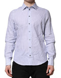 White Blue Striped Cotton Dress Formal Shirt
