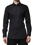 Blue Cotton GOLD Long Sleeves Formal Shirt