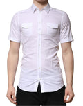 White Cotton Short Sleeves GOLD Casual Shirt