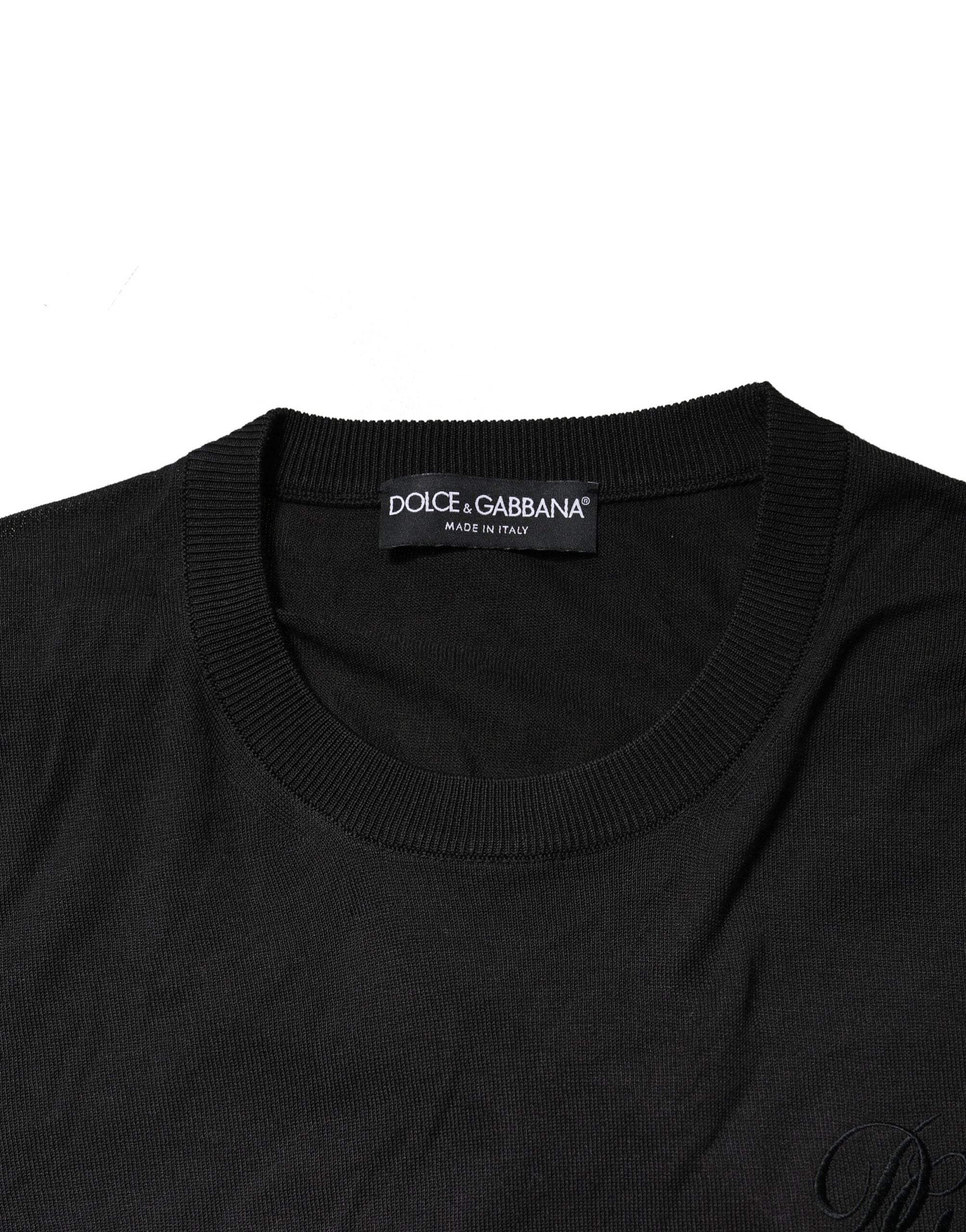 Black Cotton DG Logo Men Sweatshirt Sweater
