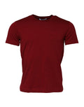 Dark Red Men Crew Neck Short Sleeve T-shirt