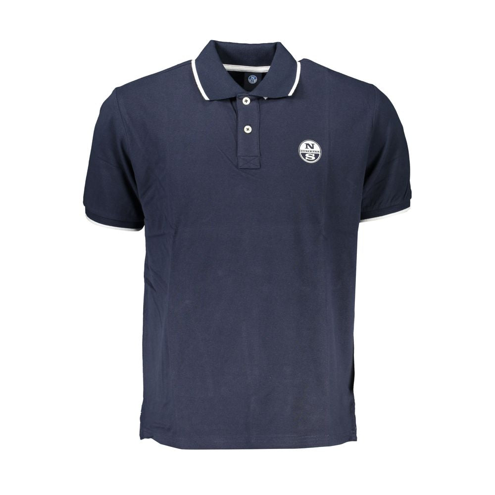 Blue Cotton Men Polo Shirt
