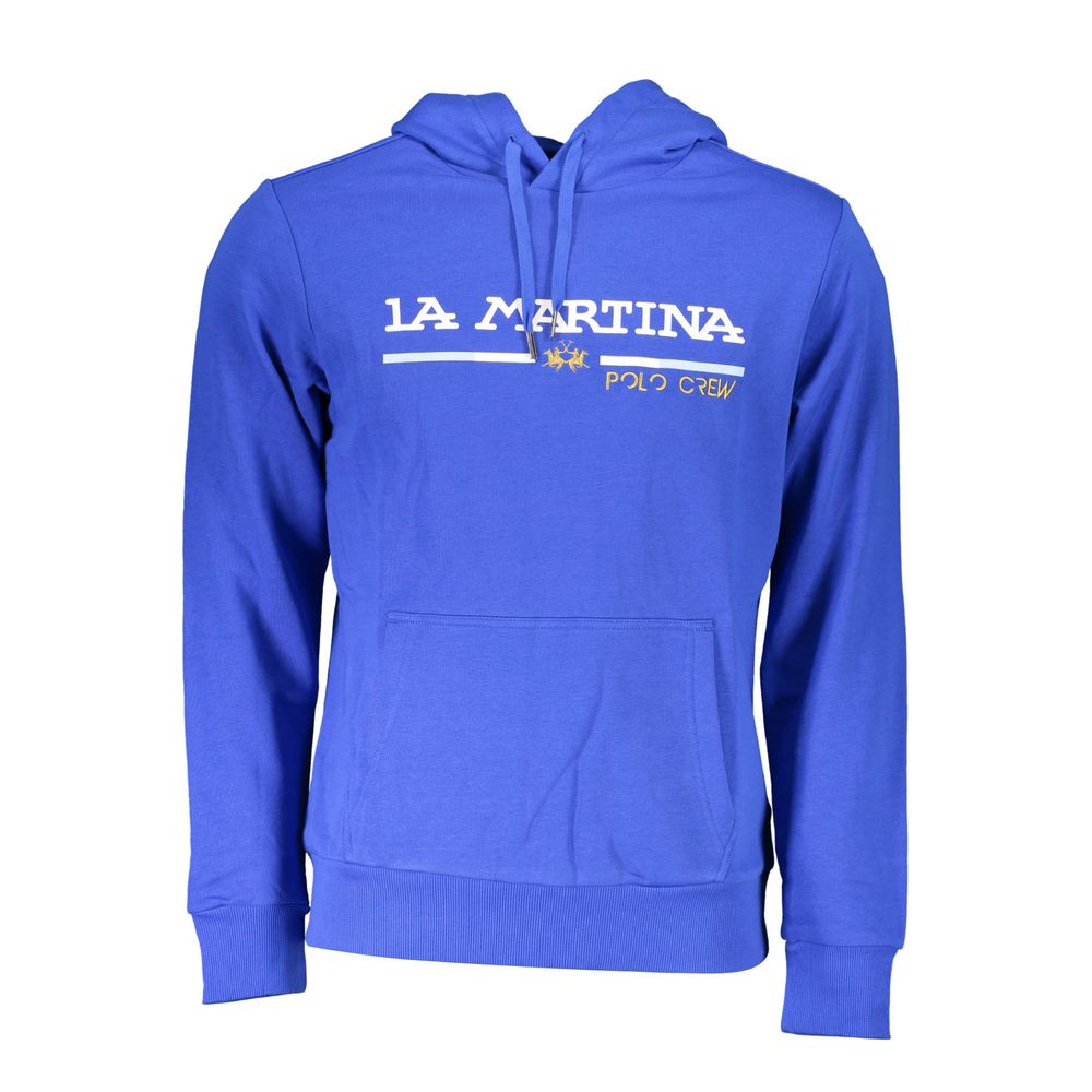 Blue Cotton Men's Hooded Sweatshirt