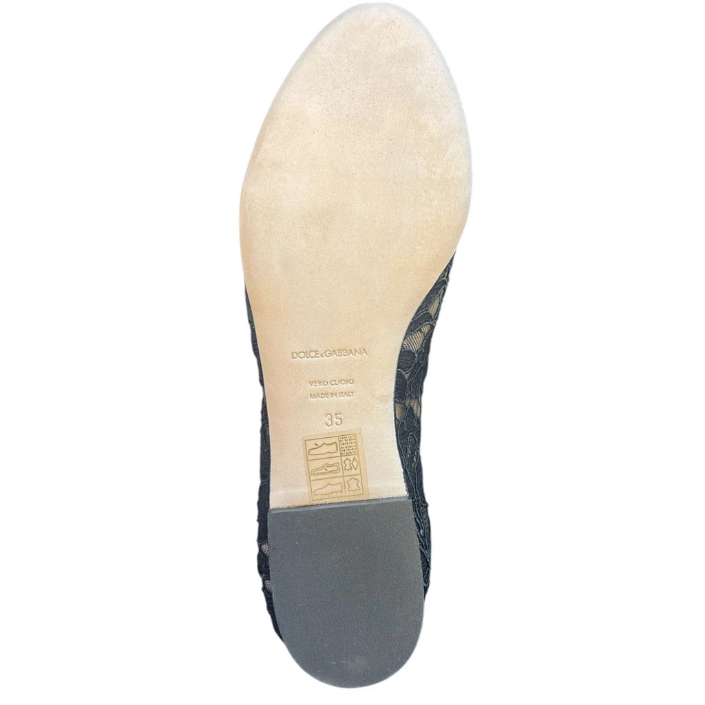 Black Lace Crystal Ballet Flats Loafer Shoes