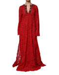 Red Floral Lace Rhinestone Embellished Dress