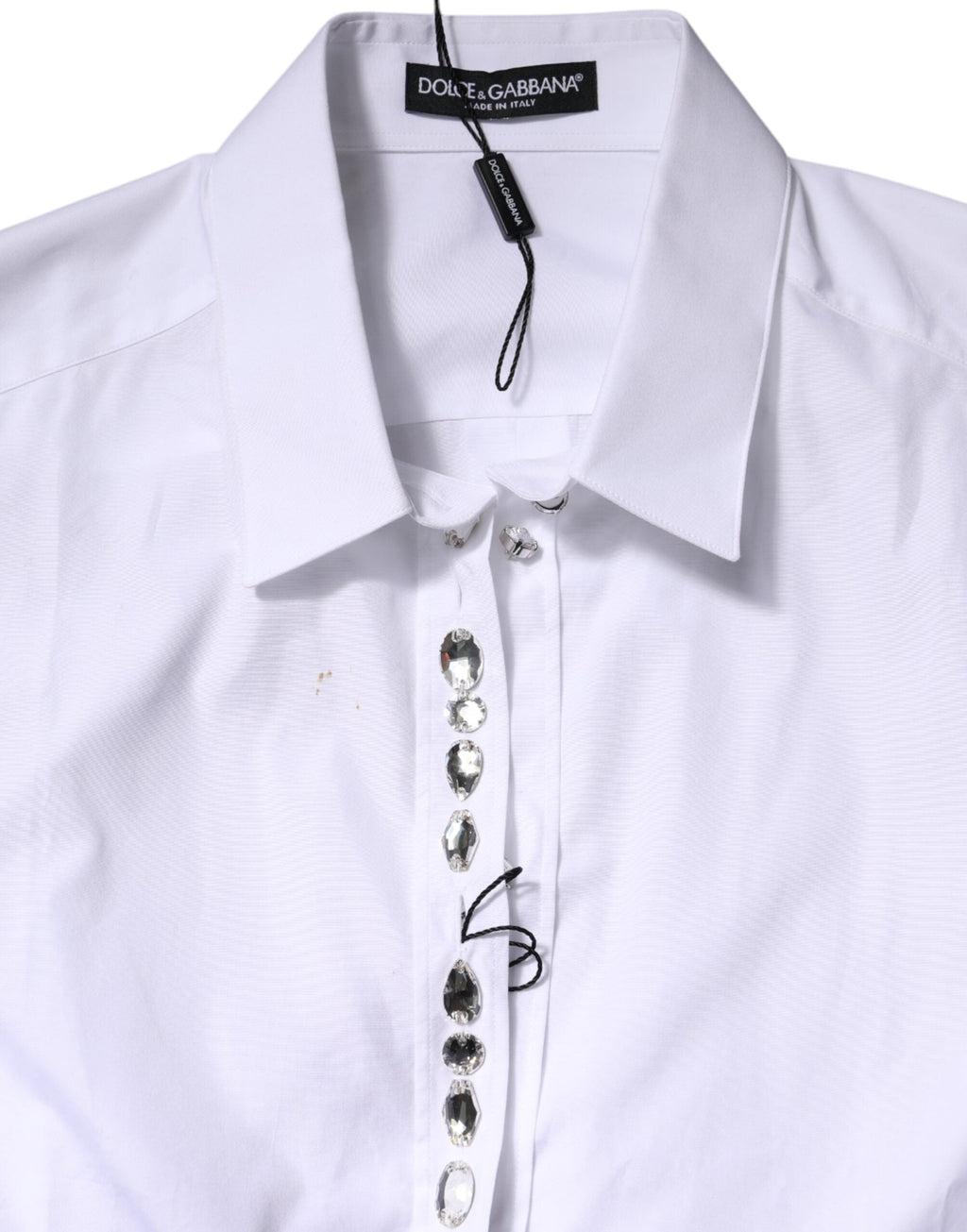 Dolce & Gabbana White Rhinestone Embellish Long Sleeves Top