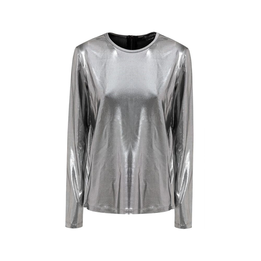 Gray Viscose Long Sleeve T-Shirt