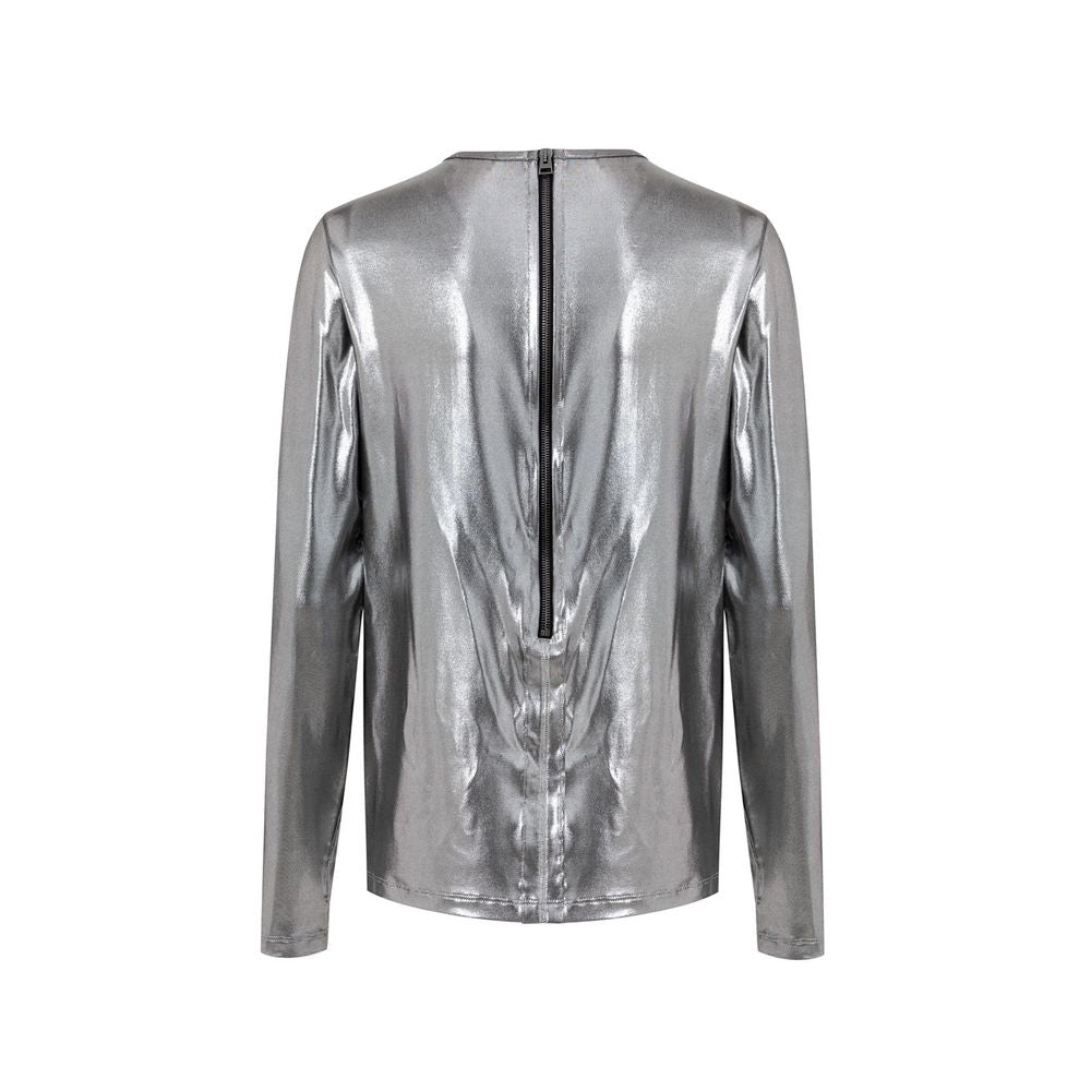 Gray Viscose Long Sleeve T-Shirt