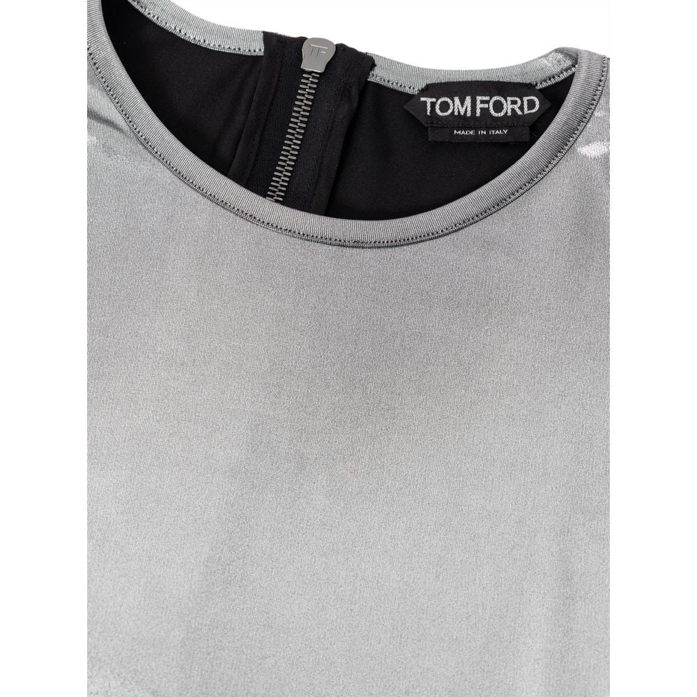 Gray Viscose Long Sleeve T-Shirt