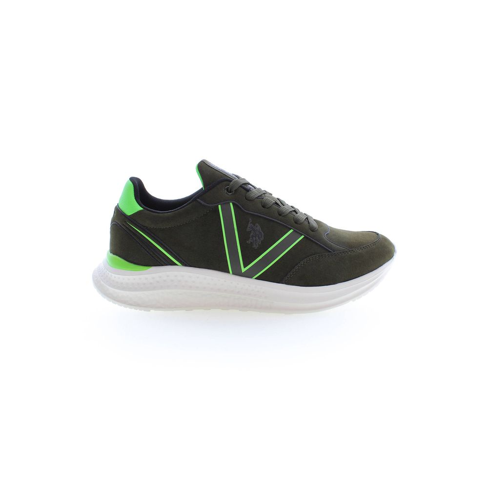 Green Polyester Men's Sneaker