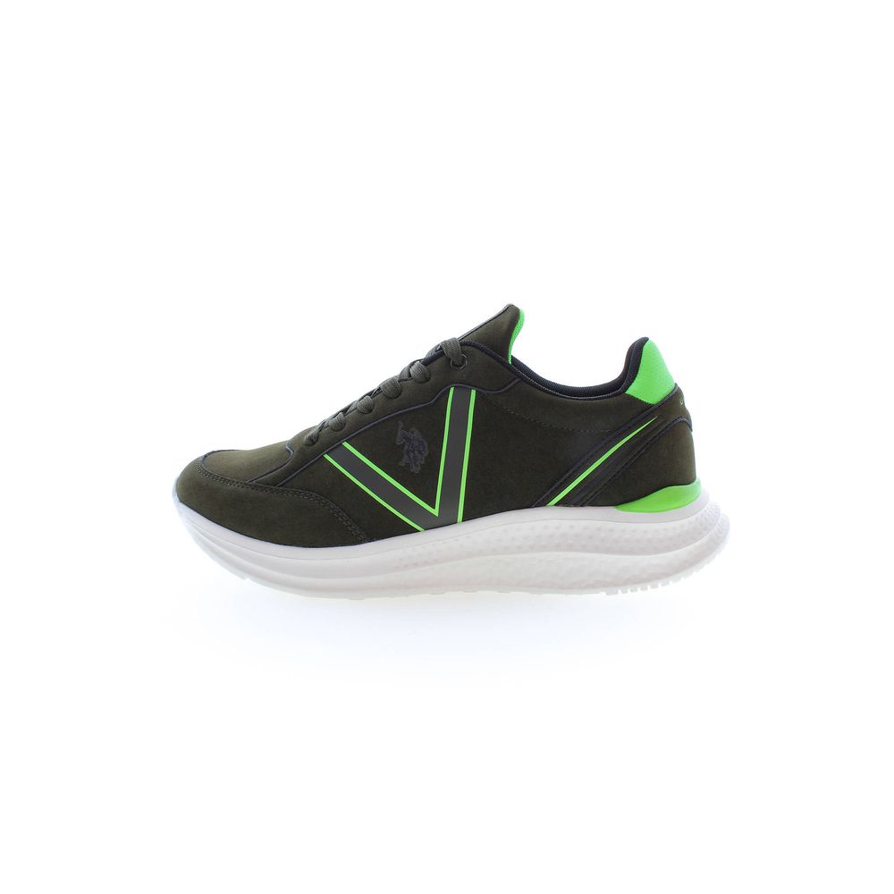 Green Polyester Men's Sneaker