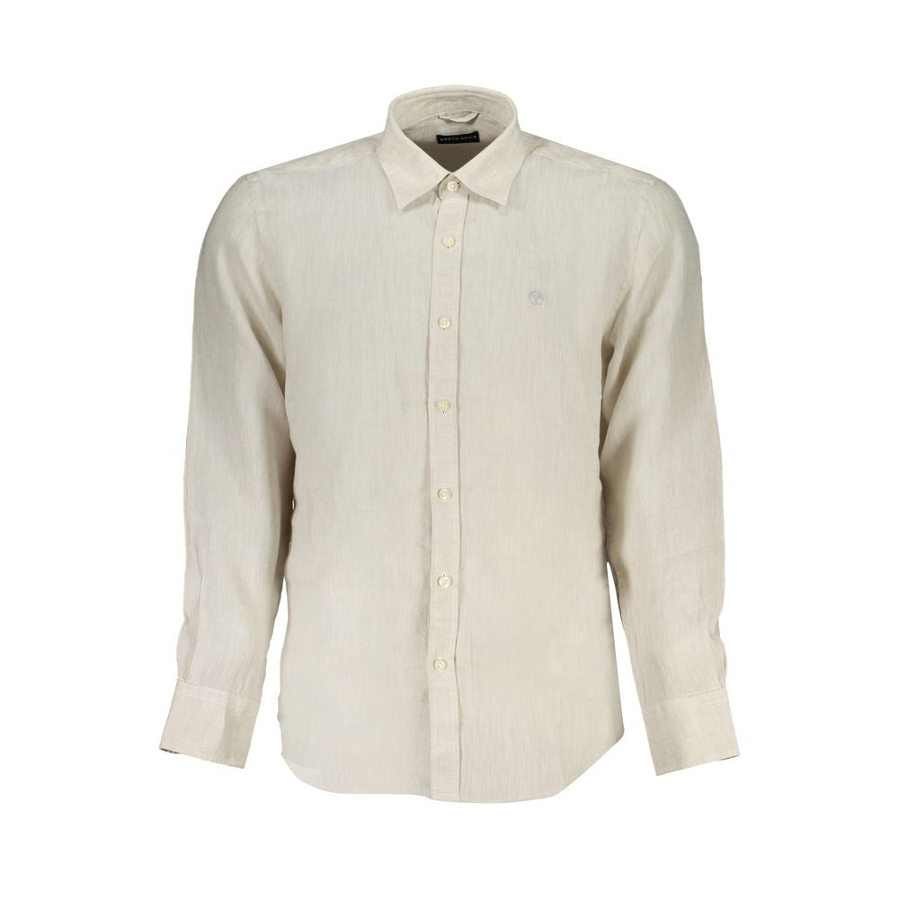 Beige Linen Men Shirt