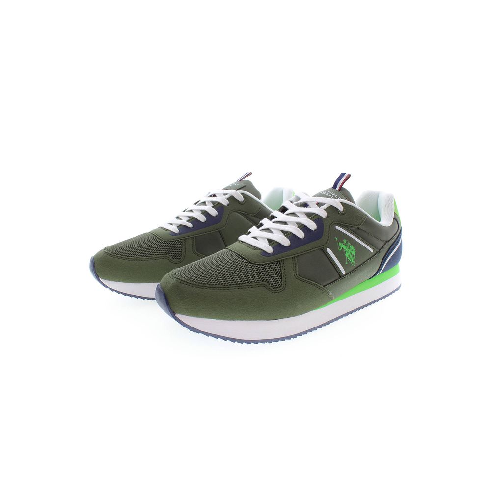 Green Polyester Men's Sneaker
