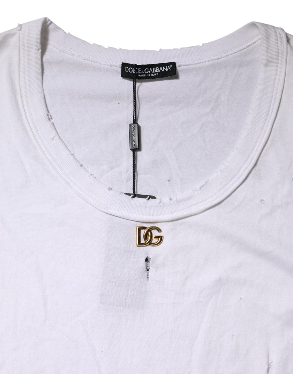 Dolce & Gabbana White Cotton Sleeveless Round Neck Tank Top