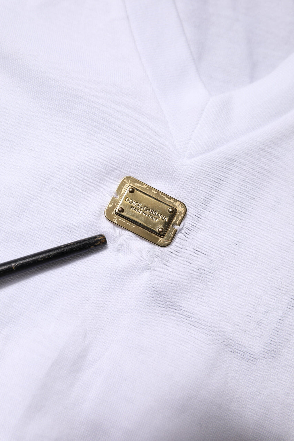 Dolce & Gabbana White Cotton Short Sleeve V-Neck Top T-shirt