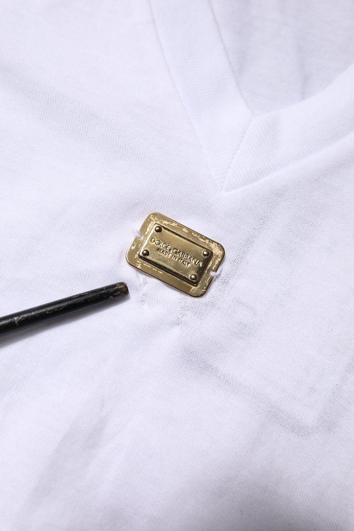 Dolce & Gabbana White Cotton Short Sleeve V-Neck Top T-shirt