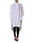 White Cotton Collared Shirt Long Sleeve Top