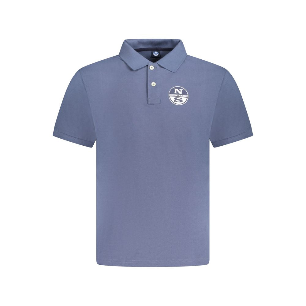 Blue Cotton Men Polo