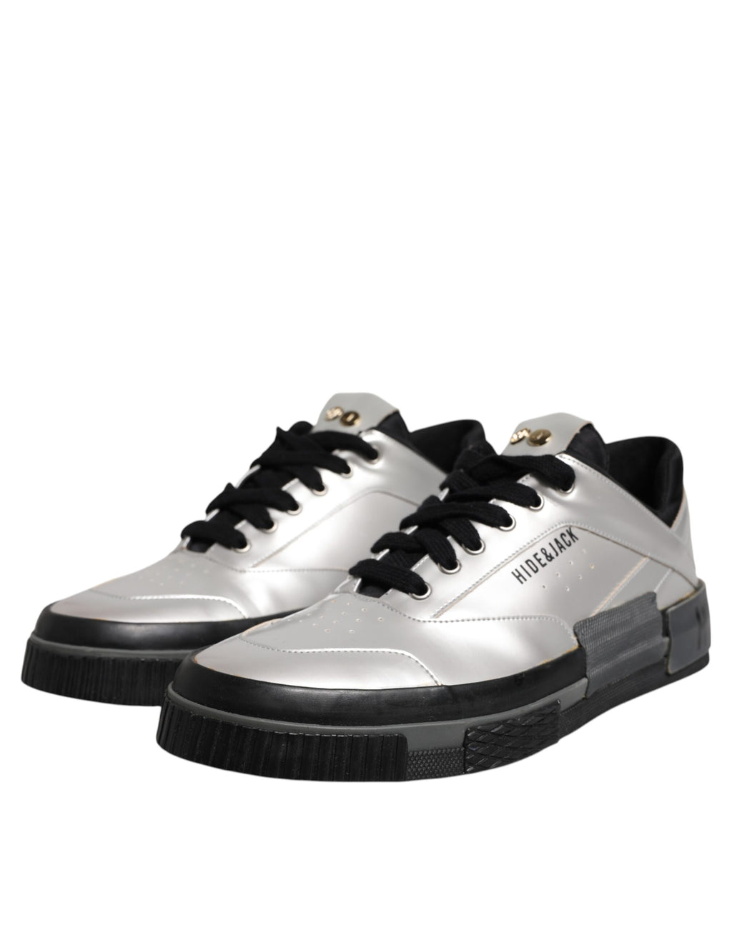 Metallic Silver Low Top Lace Up Sneakers Shoes