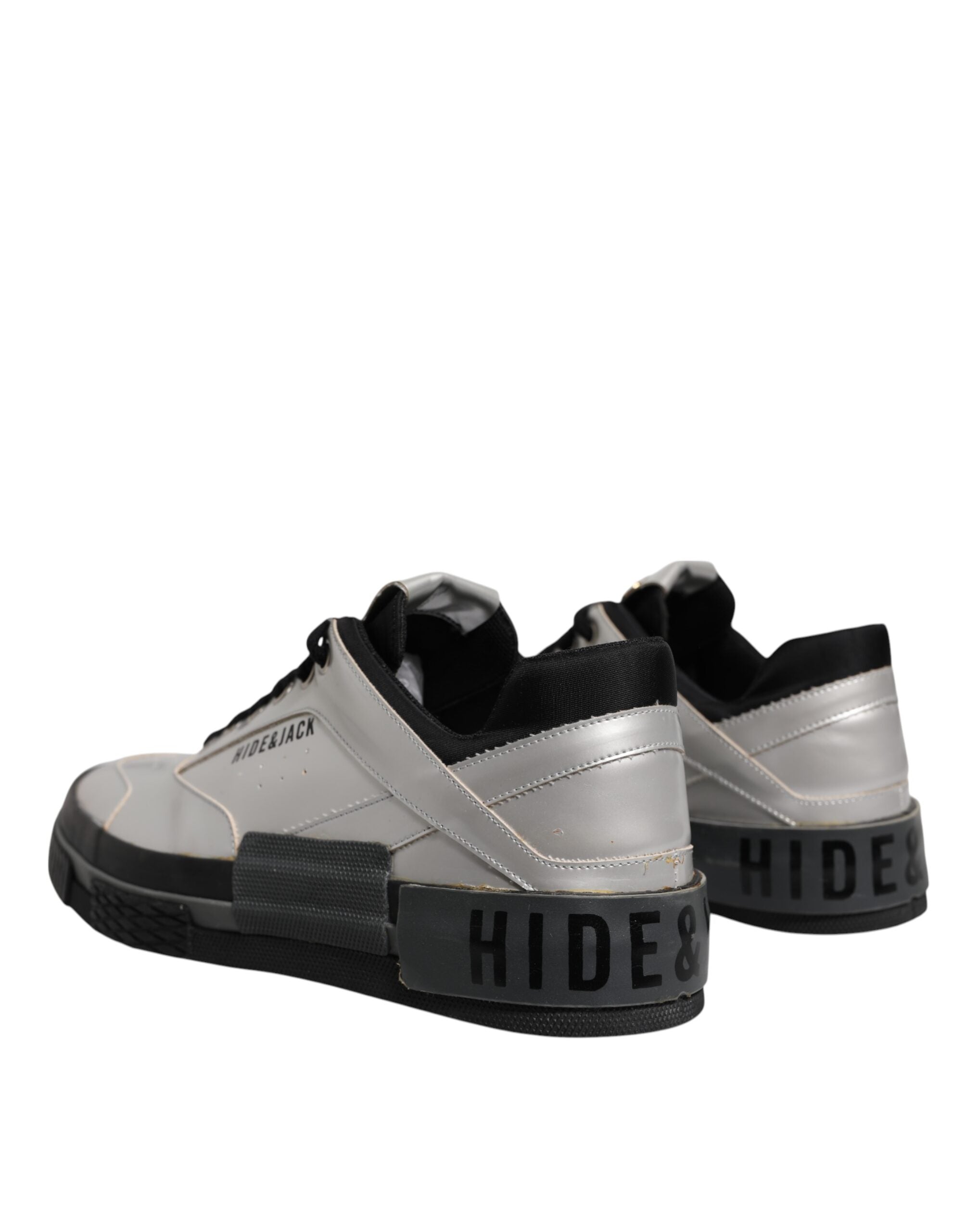 Metallic Silver Low Top Lace Up Sneakers Shoes