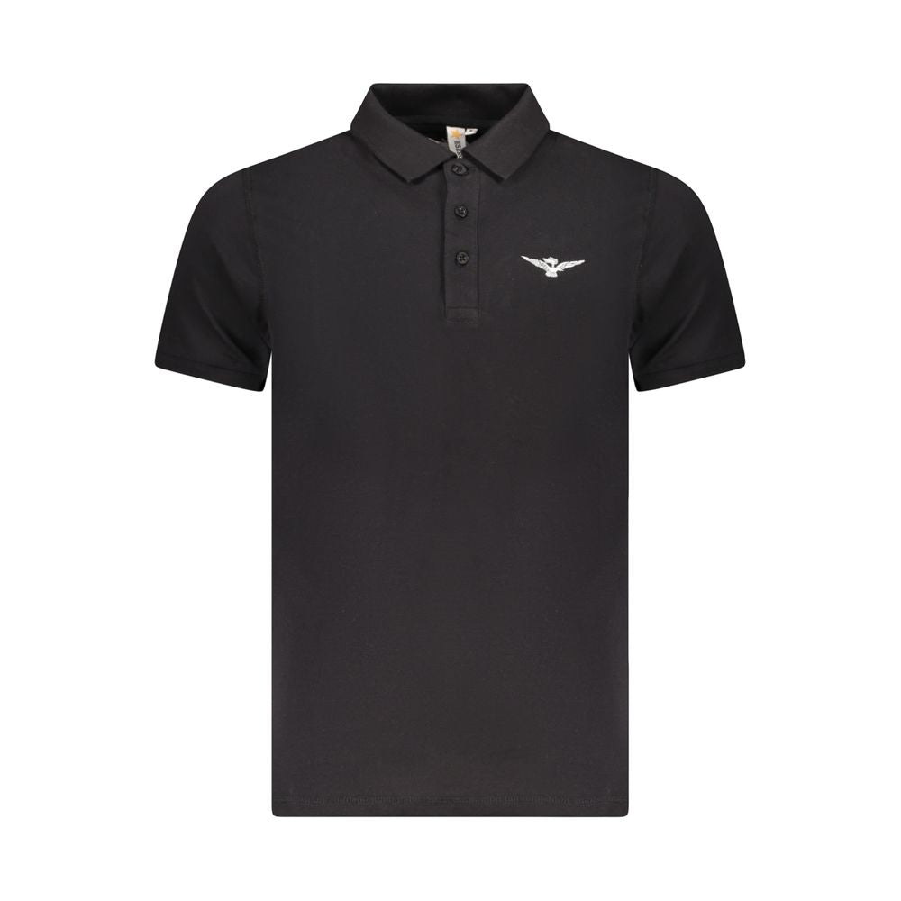 Black Cotton Men Polo
