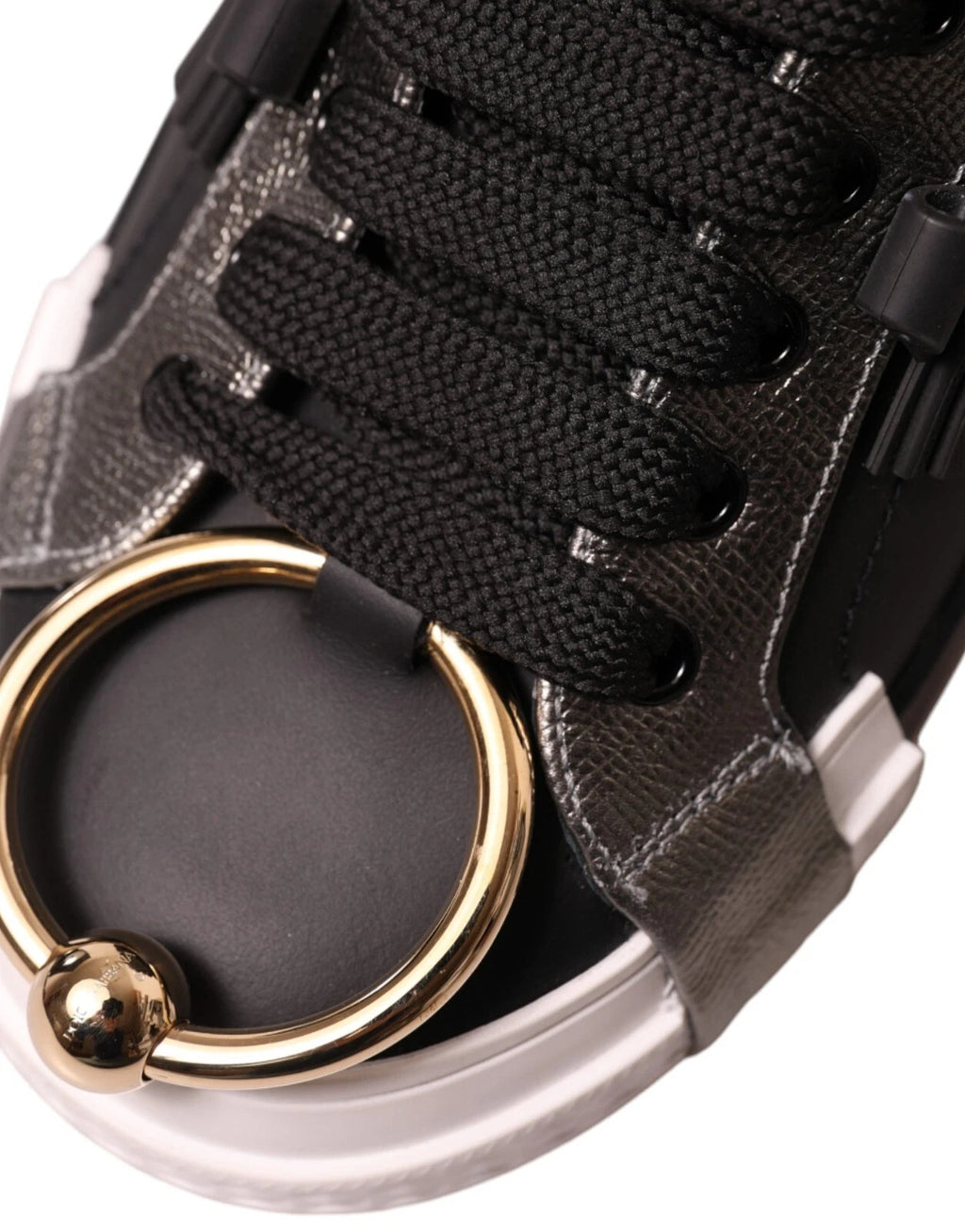 Black Leather Low Top Sneakers Portofino Shoes