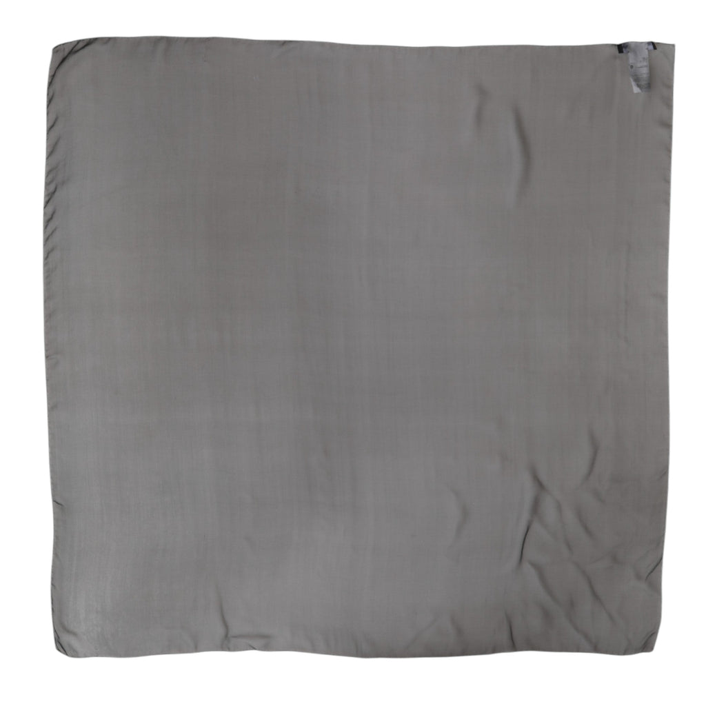 Dolce & Gabbana Gray Black Silk Square Women Foulard Scarf