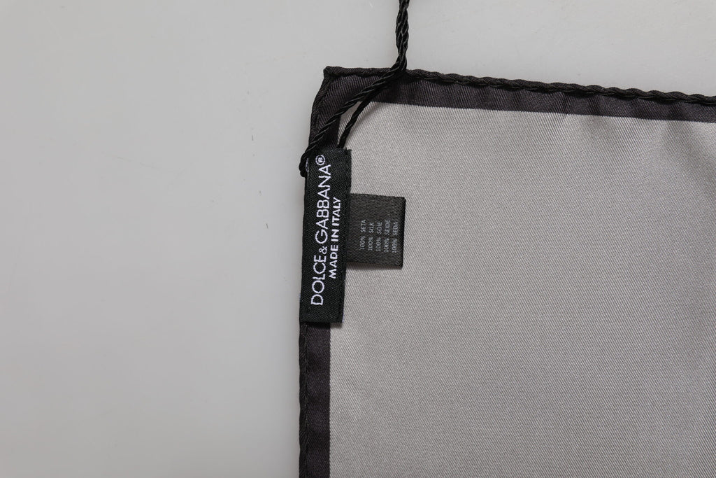 Dolce & Gabbana Gray DG Crown Silk Square Men Foulard Scarf