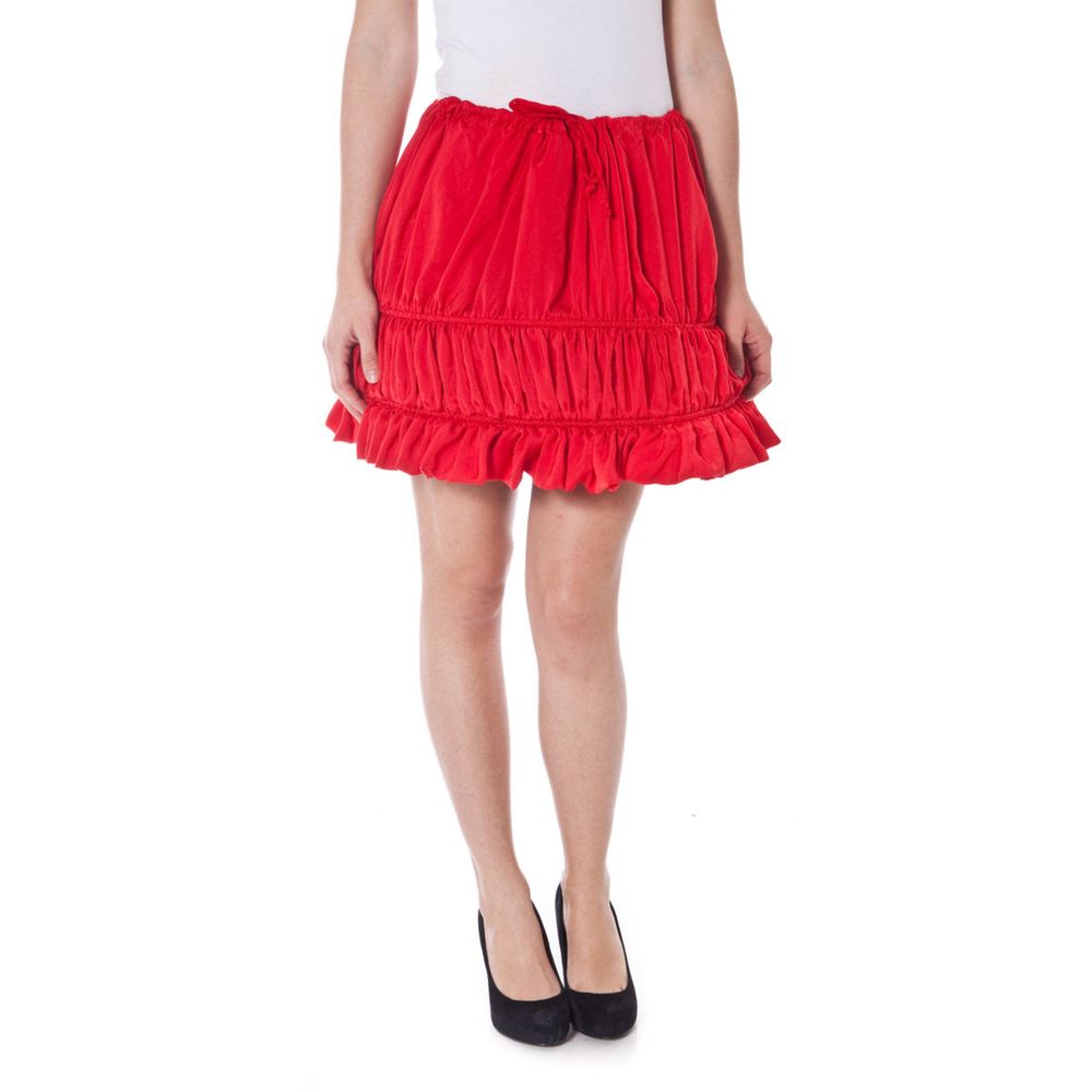 Red Polyester Women Skirt