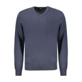 Blue Cotton Men's Long-Sleeved T-Shirt