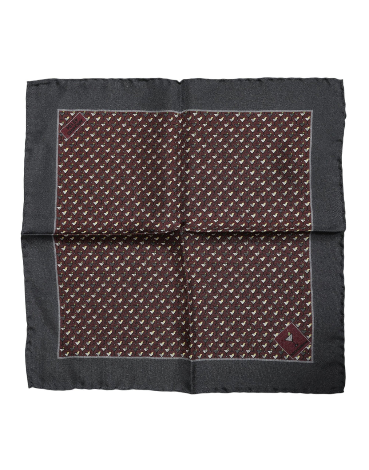 Dolce & Gabbana Maroon Cocktail Silk Square Foulard Scarf