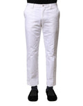 White Cotton Straight Logo Men Pants