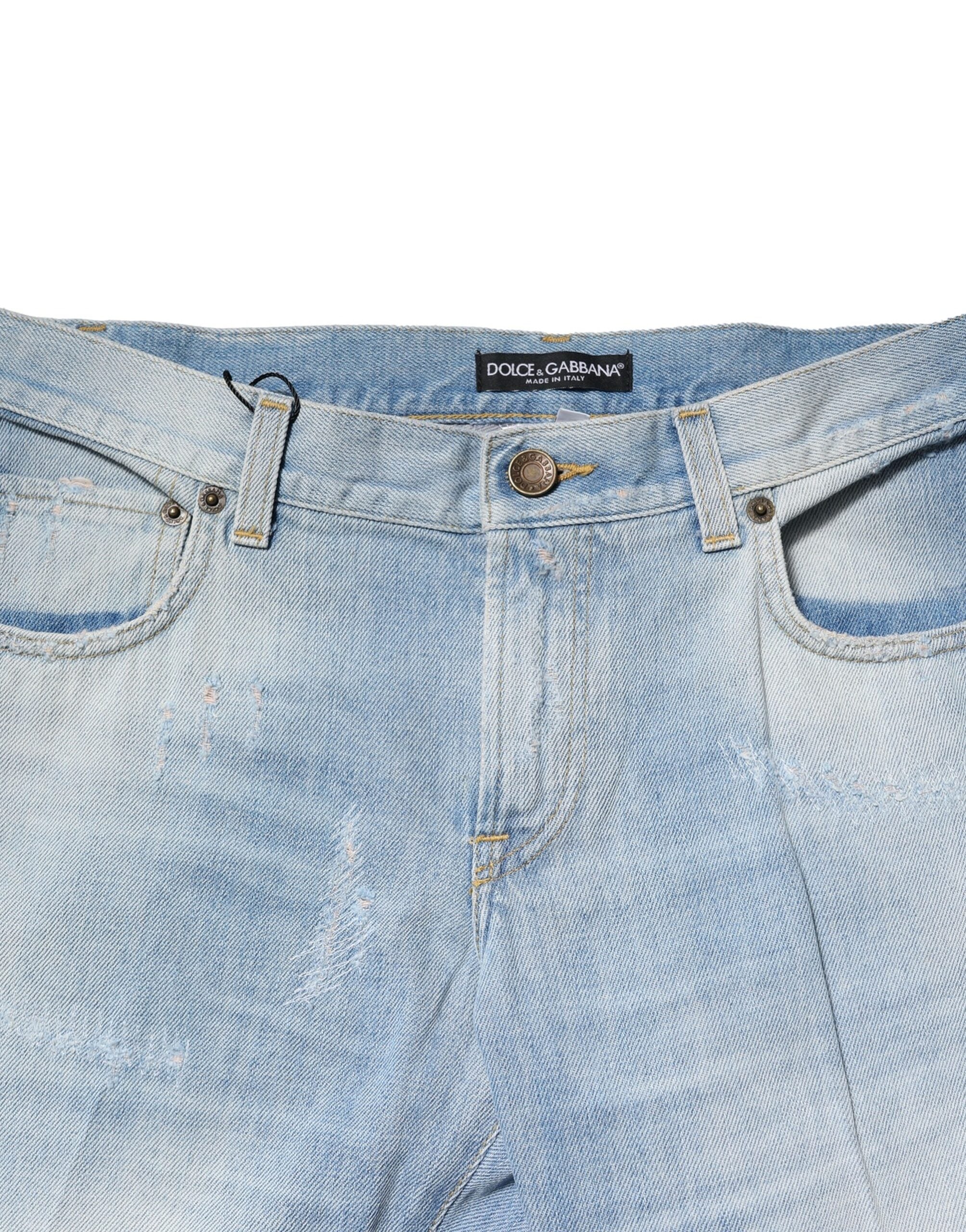 Light Blue Washed Straight Fit Denim Jeans