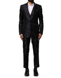 Dark Gray Black Jacquard 3 Piece Single Breasted Suit