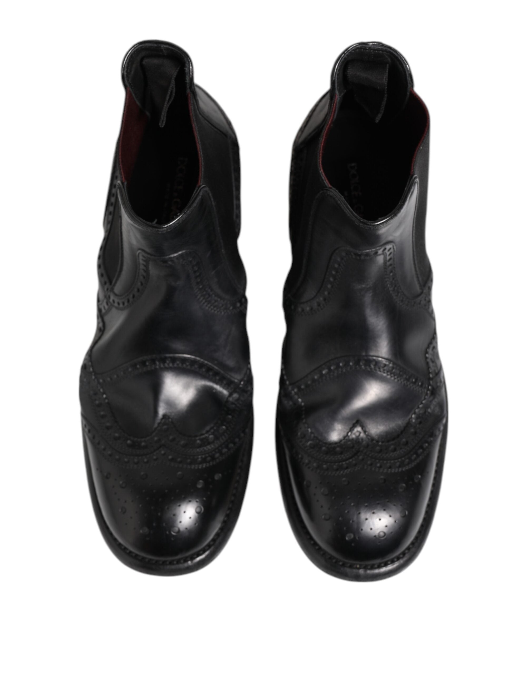 Black Leather Ankle Boots Slip On Shoes