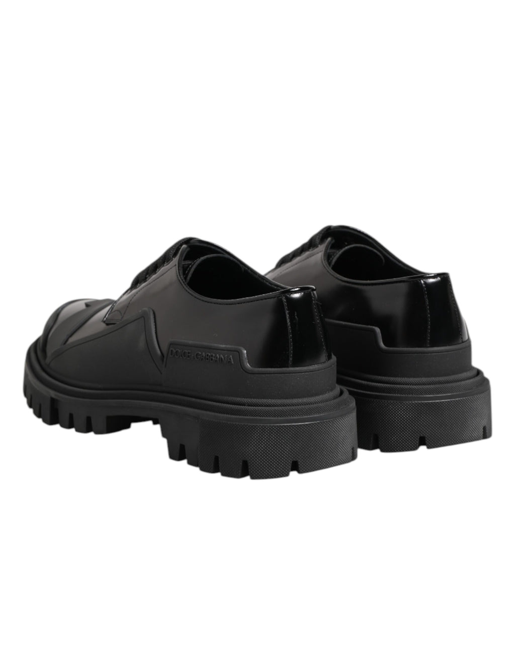 Black Patent Leather Trekking Derby Shoes