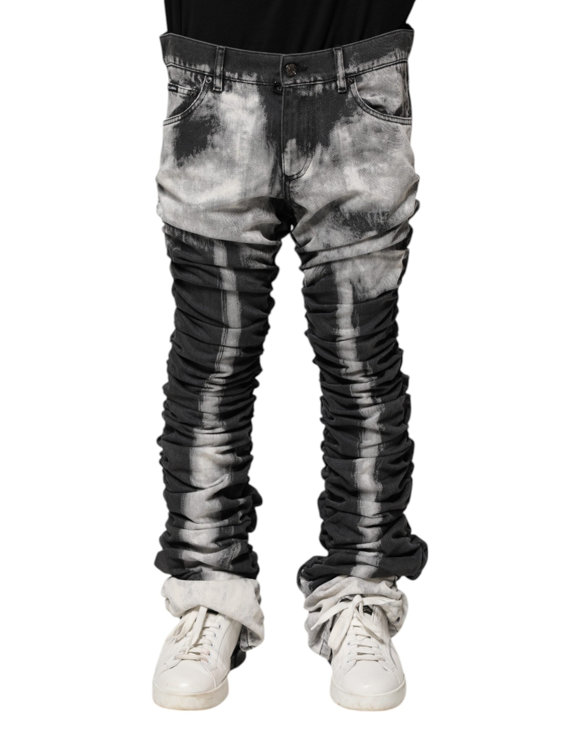 Dark Gray Tie Dye Straight Denim Jeans
